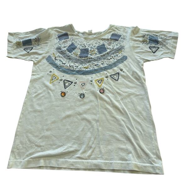 Glitter Jeweled Design Rhinestone Small VTG Abstract Women’s T-Shirt Retro READ - Picture 1 of 8